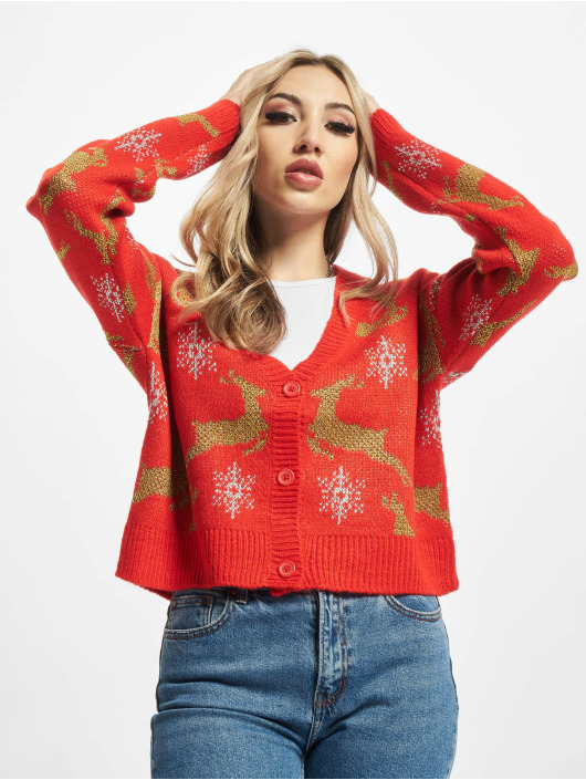 Urban Classics vest Ladies Short Oversized Christmas rood