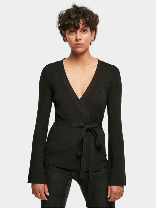 Urban Classics vest Ladies Rib Knit Wrapped zwart