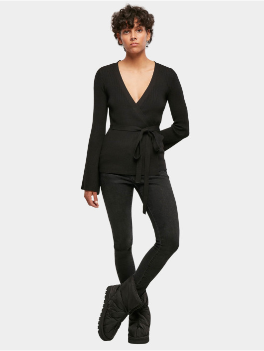Urban Classics vest Ladies Rib Knit Wrapped zwart