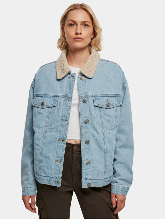 Urban Classics Veste Jean Ladies Oversized Sherpa bleu