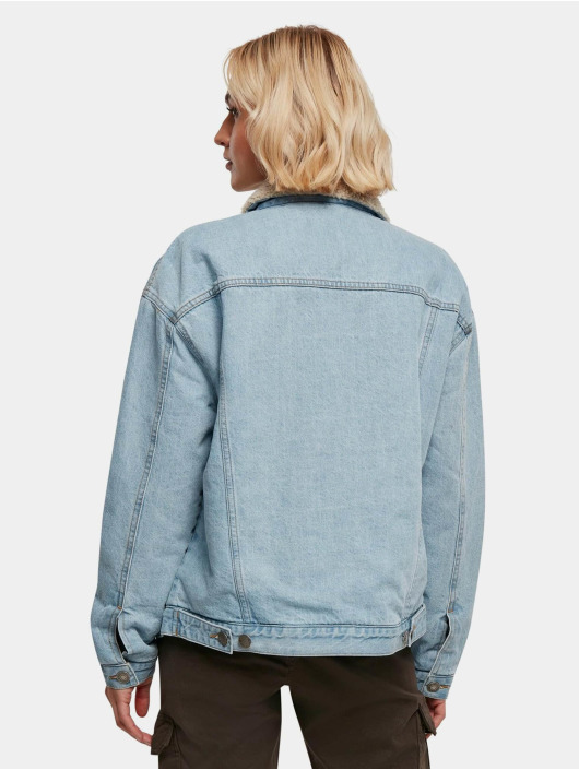 Urban Classics Veste Jean Ladies Oversized Sherpa bleu
