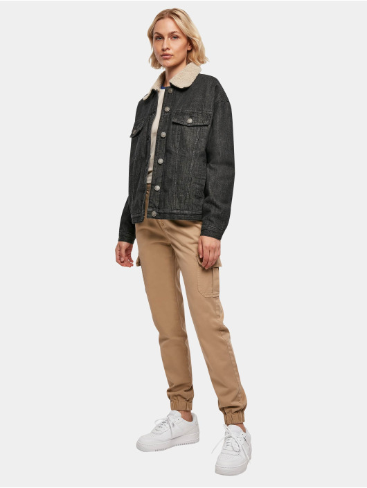 Urban Classics Veste Jean Ladies Oversized Sherpa noir