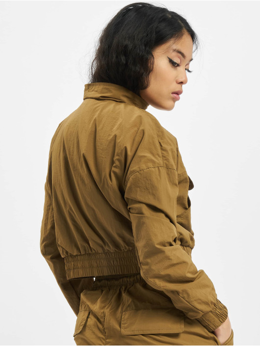 Urban Classics Veste mi-saison légère Ladies Cropped Crinkle Nylon Pull Over brun
