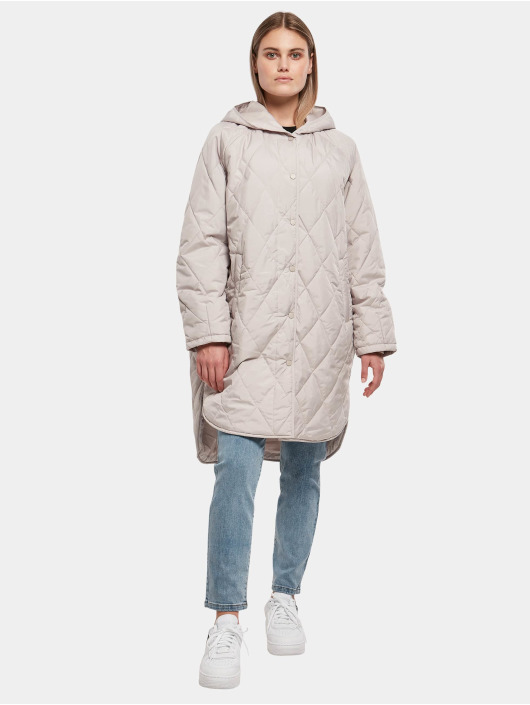Urban Classics Veste mi-saison légère Ladies Oversized Diamond Quilted Hooded gris