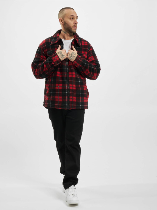 Urban Classics Veste mi-saison légère Plaid Teddy Lined rouge