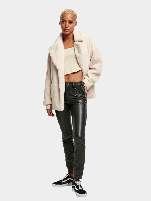 Urban Classics Winter Jacket Ladies Lapel Teddy beige