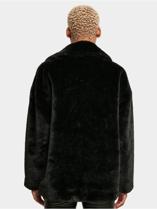 Urban Classics Winter Jacket Ladies Lapel Teddy black