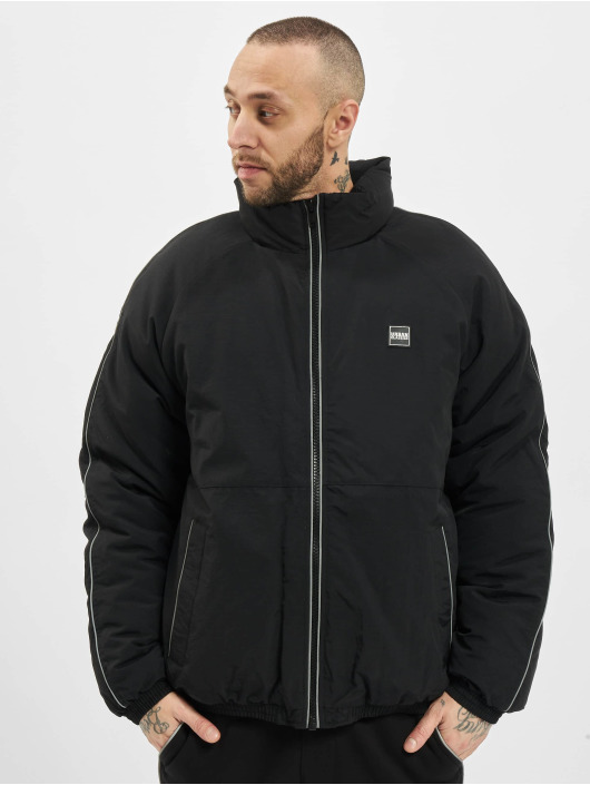 Urban Classics Herren Winterjacke Reflective Piping in schwarz