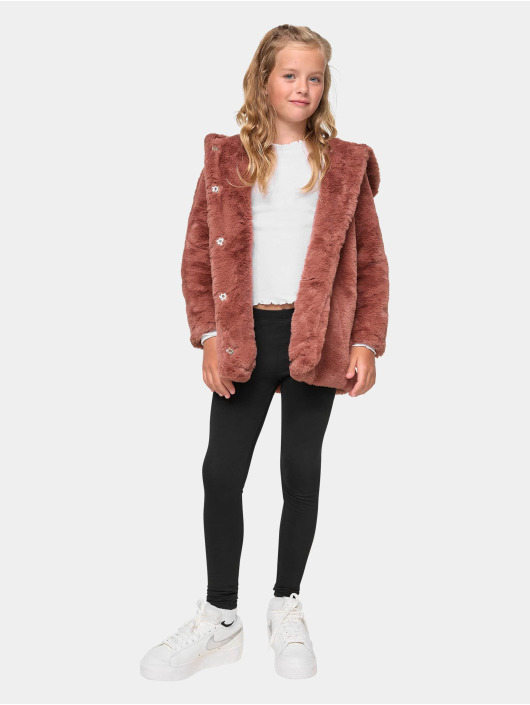 Urban Classics winterjas Girls Hooded Teddy Coat bruin