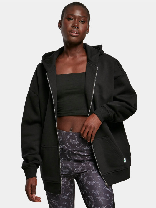 Urban Classics Zip Hoodie Ladies Oversized čern