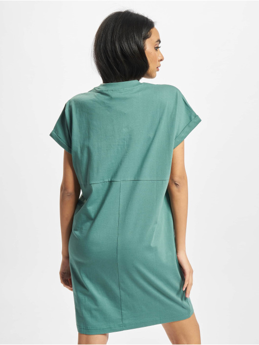 Urban Classics Šaty Ladies Organic Cotton Cut On Sleeve zelená