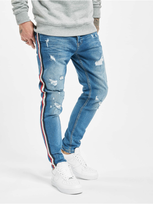 VSCT Clubwear dżinsy przylegające Keanu Multi Colour Stripe niebieski