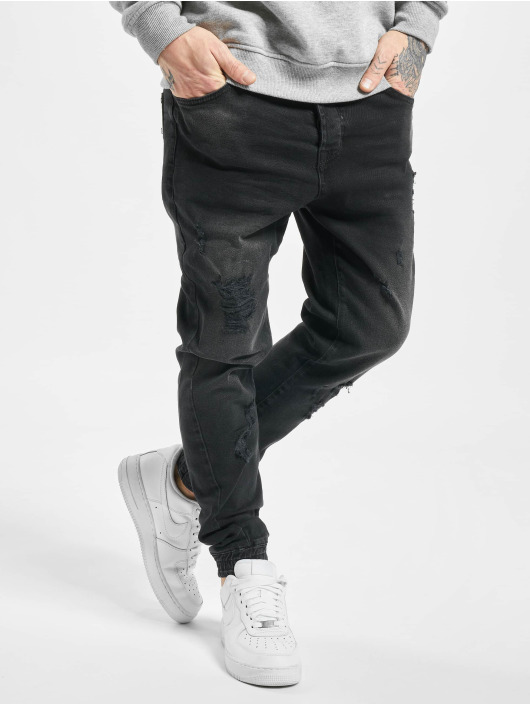 VSCT Clubwear Jean carotte antifit Noah Cuffed Sunfaded Antifit noir