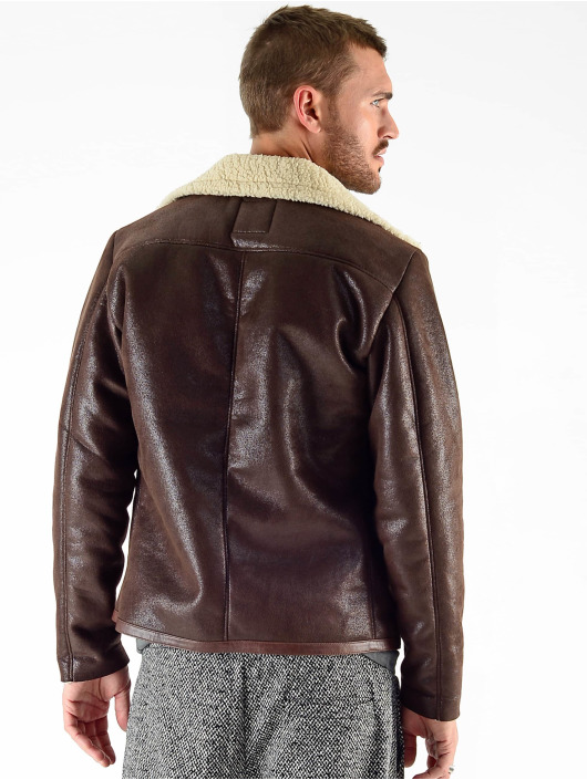 VSCT Clubwear Kurtki skórzane VSCT Clubwear Sheepskin Biker Jacket brazowy