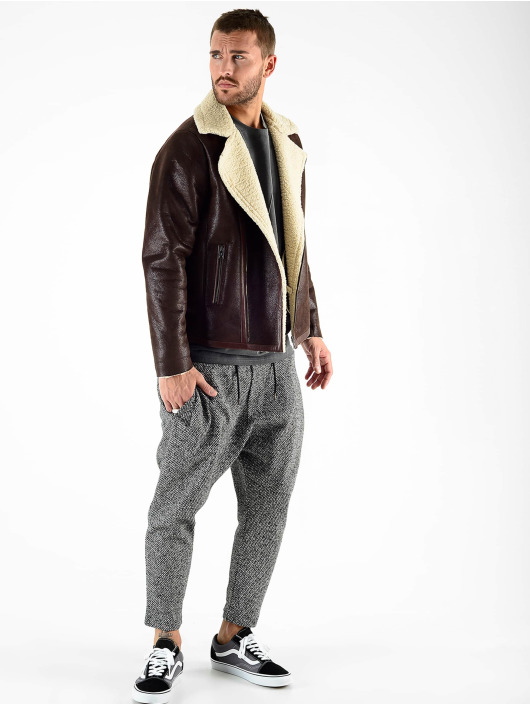 VSCT Clubwear Leather Jacket VSCT Clubwear Sheepskin Biker Jacket brown