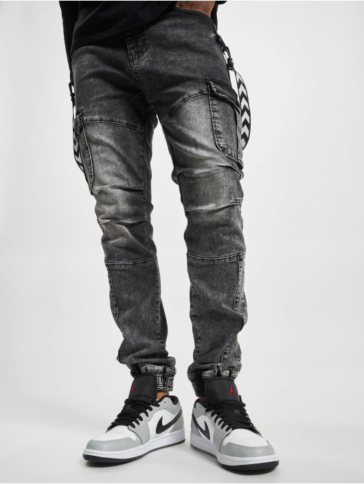 VSCT Clubwear Pantalon cargo Keanu Biker Suspender noir