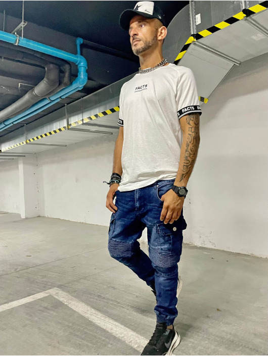 VSCT Clubwear Slim Fit Jeans Keanu Biker modrá