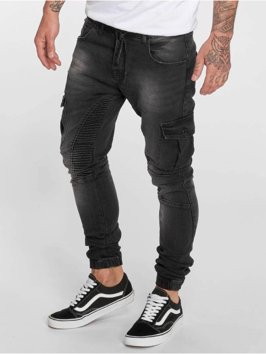 VSCT Clubwear Herren Slim Fit Jeans Noah Cargo Expedited in schwarz