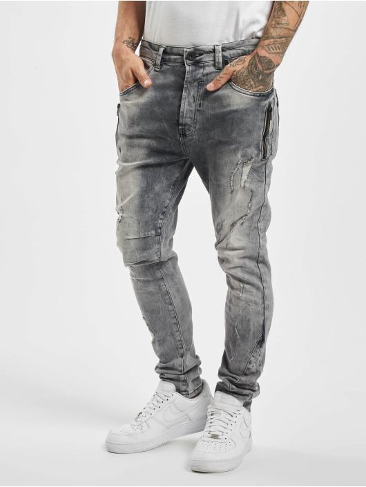 VSCT Clubwear Slim Fit Jeans Thor Slim 7P With Zips šedá