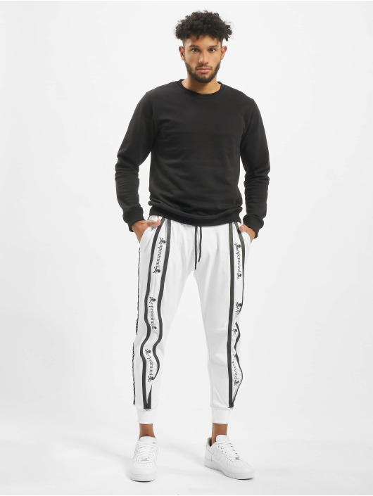 VSCT Clubwear Spodnie do joggingu Tapered Antifit Zipped bialy