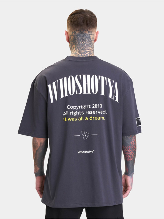 Who Shot Ya? T-Shirty Label Oversize szary