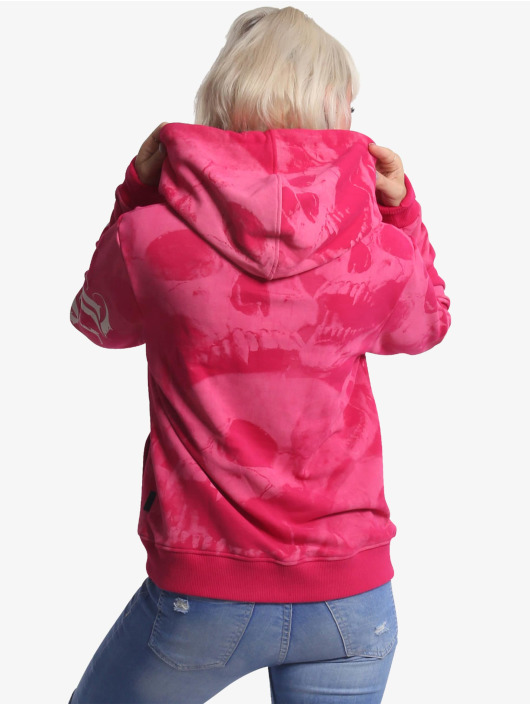 Yakuza Bluzy z kapturem Skull Allover pink