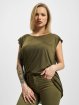 Urban Classics T-Shirt Ladies Shoulder Zip High Low olive