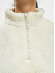 Alpha Industries Swetry Teddy Oversized Cropped Half Zip bialy
