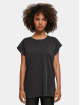 Build Your Brand Camiseta Ladies Acid Washed Extended Shoulder negro