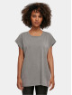 Build Your Brand T-paidat Ladies Acid Washed Extended Shoulder harmaa