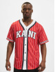 Karl Kani Camisa Serif Pinstripe Baseball rojo