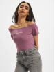 Karl Kani T-Shirty Small Signature Off Shoulder Crop fioletowy