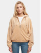 Karl Kani Zip Hoodie Chest Signature Velvet Logo beige