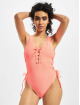 Missguided Badedragter Crinkle Lace Up Front And Side pink