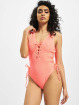 Missguided Badedragter Crinkle Lace Up Front And Side pink