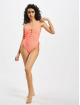 Missguided Bathing Suit Crinkle Lace Up Front And Side pink