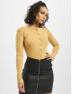 Missguided Body Button Front Rib Long Sleeve bezowy