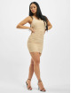 Missguided Dress One Shoulder Slinky Ruched Mini beige
