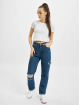 Missguided Jean coupe droite Petite Thigh Knee Slit bleu