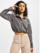 Missguided Swetry Fleece High Neck Crop Co-Ord szary