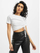 Missguided Top Ribbed Ruched Seam Short Sleeve weiß
