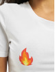 Mister Tee T-Shirty Ladies Flames Cropped bialy