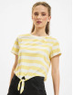 Only Camiseta May Cropped Knot Stripe amarillo