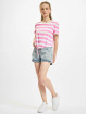 Only Camiseta May Cropped Knot Stripe fucsia