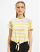 Only t-shirt May Cropped Knot Stripe geel