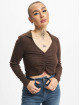 Only T-Shirt manches longues Siva Collar brun