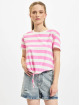 Only T-shirts May Cropped Knot Stripe pink
