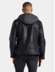 Sik Silk Leather Jacket Pu Hooded Biker black
