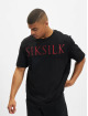 Sik Silk T-Shirt Rhinestone Straight Hem schwarz