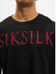 Sik Silk t-shirt Rhinestone Straight Hem zwart